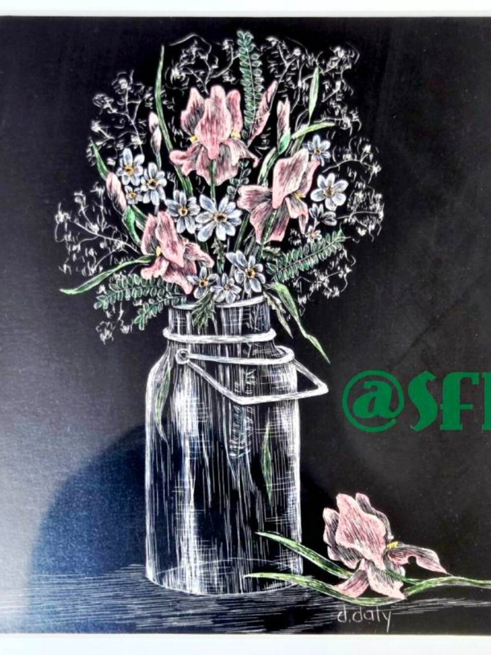 Original Art Flowers In Jar By Deana Daly Signed Matted And Framed Cottagecore